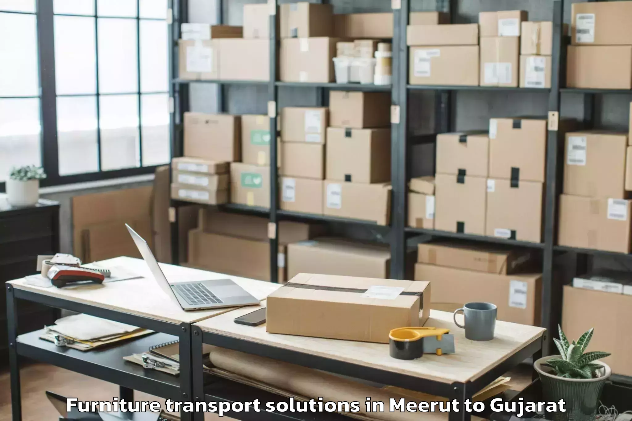 Comprehensive Meerut to Khambhaliya Furniture Transport Solutions